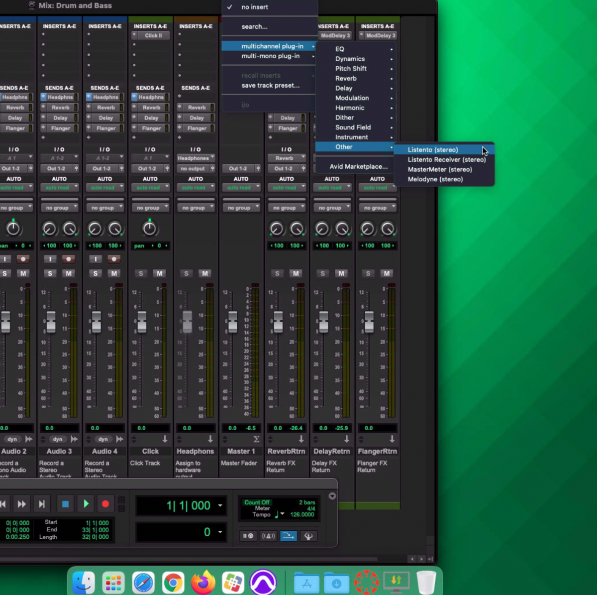 Screenshot of virtual audio panel