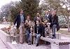 In October 1985 the UNT faculty brass assisted by graduate student James South called themselves the Texas Brass Ensemble and presented a concert at Bethany College in Kansas.  L to R: Donald Little,  James South, Vern Kagarice (lower), Leonard Candelaria (upper), William Scharnberg and Royce Lumpkin
