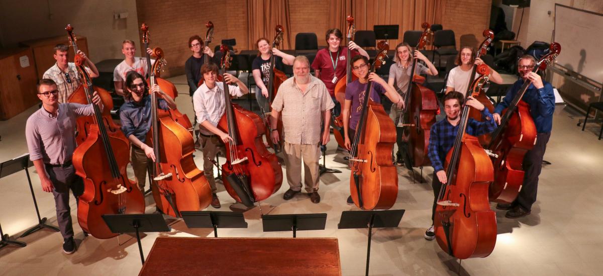 Group of double bass students