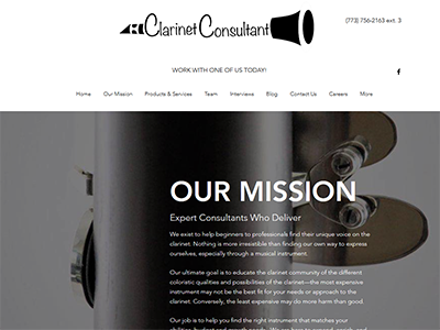 Screenshot of the Clarinet Consultant Website