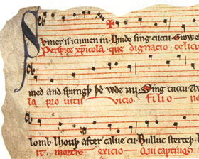 illuminated score manuscript of Gregorian chant