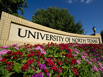 University of North Texas campus sign