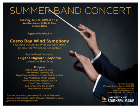 Information Poster advertising concert with conductor Corporon