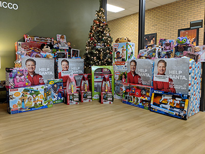UNT Main office filled with donated gifts