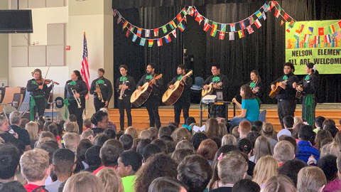 Mariachi Águilas performing in the community
