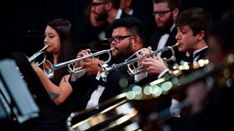 UNT WInd Symphony Trumpets performing in concert