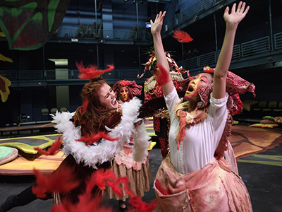 UNT Opera students rehearsing "The Cunning Little Vixen" in the Lyric Theater