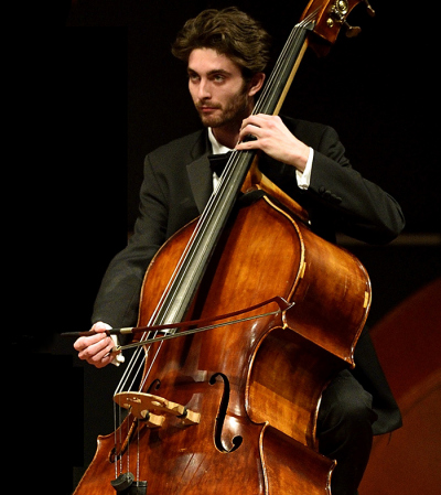 Upright Bass Player performing with UNT's Concert Orchestra