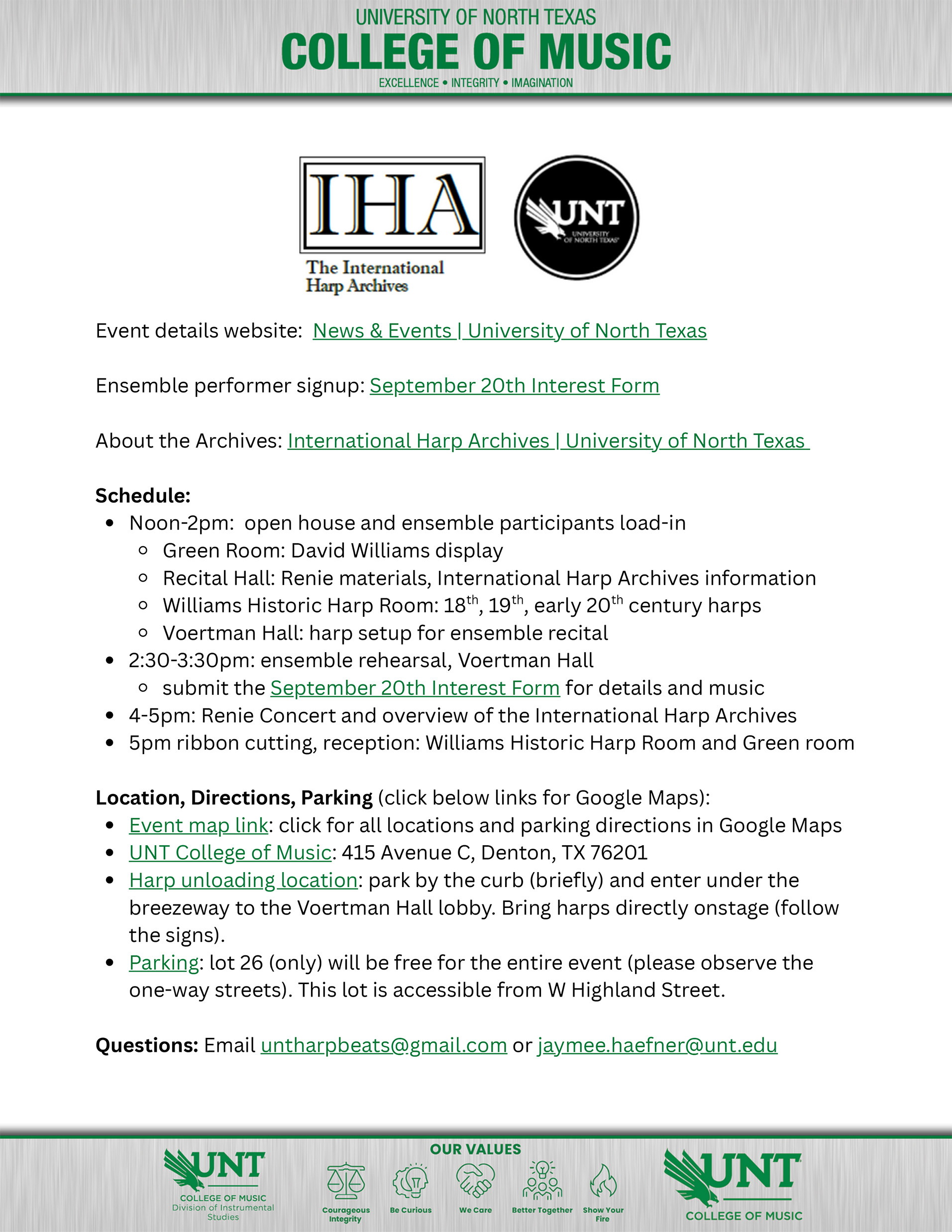 Harp Day information sheet