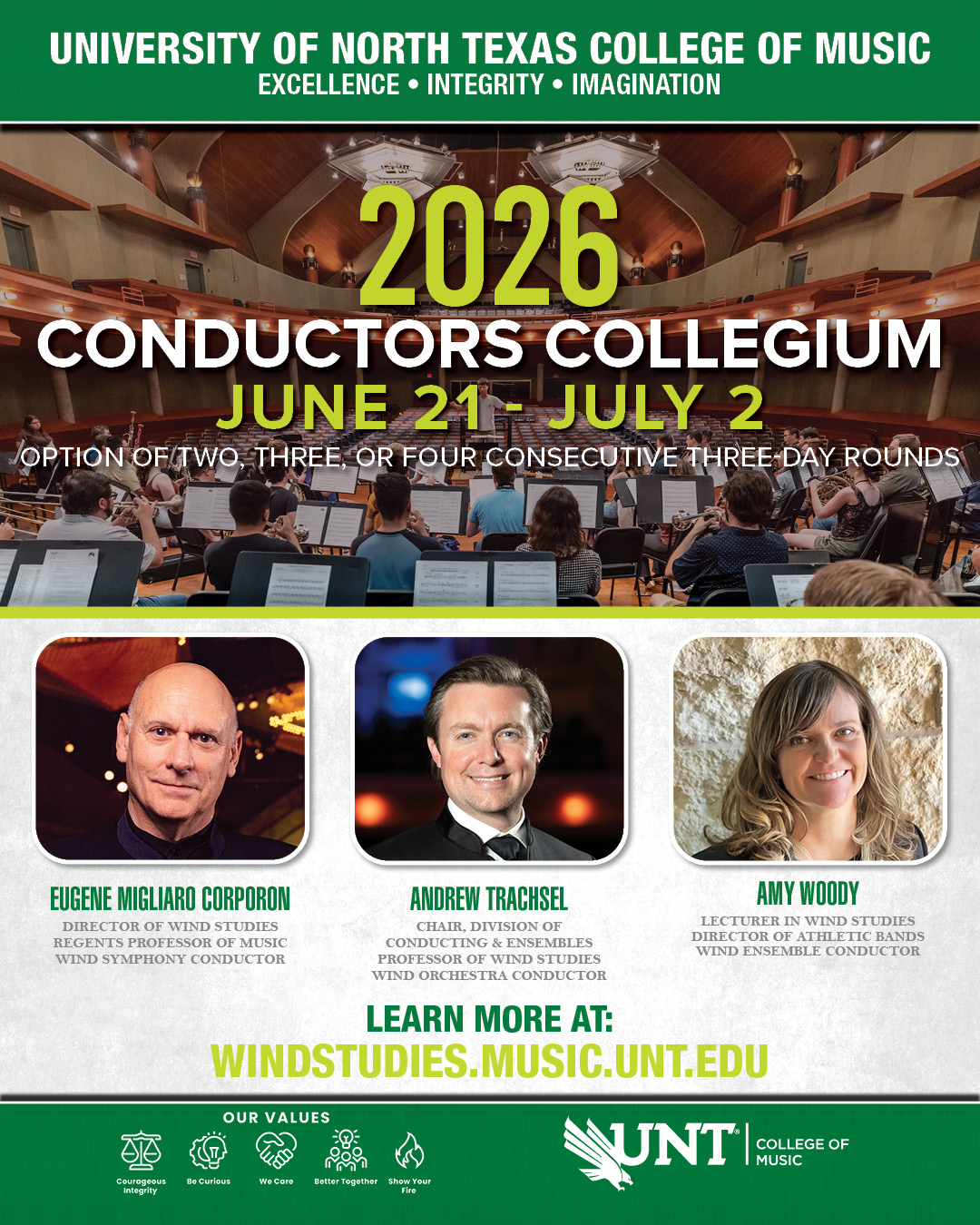 Flyer for 2026 UNT Conductors Collegium